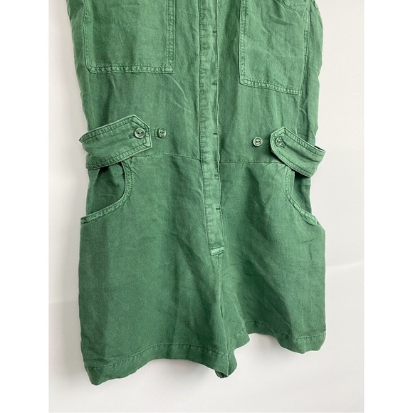 YFB Cuba Sleeveless Linen Utility Button Down Romper, Green - Size M - Picture 4 of 8